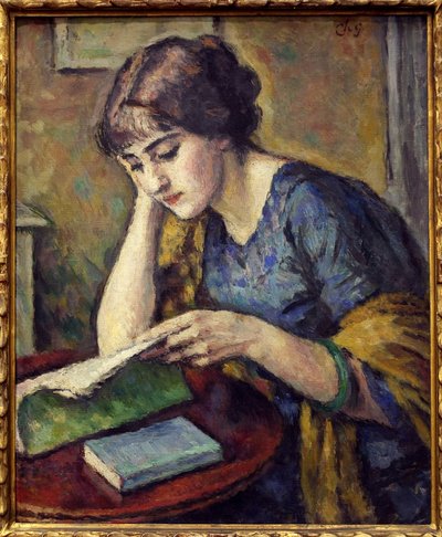 Läsning. Målning av Charles Guerin (1875-1939), Olja på duk av Charles Guerin