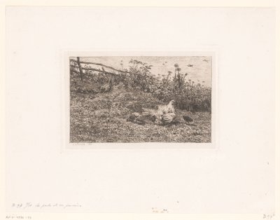 Kip sätter kuikens Hönan och hennes kycklingar av Charles François Daubigny (attributed to)