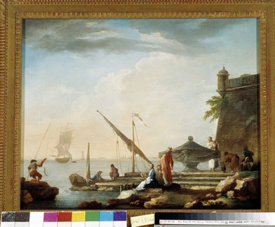 Medelhavets hamn vid fontänen. Målning av Charles Francois Grenier de la Croix dit Lacroix de Marseille (1720-1782) Privat samling, Marseille. av Charles François Grenier de Lacroix