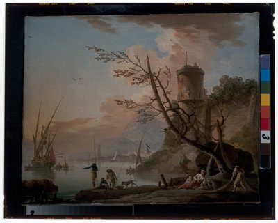 Män Fiskar Med Kvinnor Vilar Under Ett Torn av Charles François Grenier de Lacroix