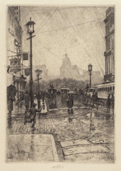 Regnig dag, Broadway av Charles Frederick William Mielatz