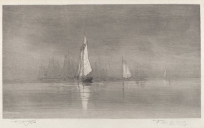 Namnlös hamnscene med segelbåtar, ca. 1900. av Charles Frederick William Mielatz