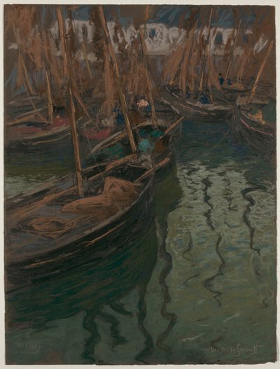 A Dock Harmony - Fiskebåtar av Charles Fromuth