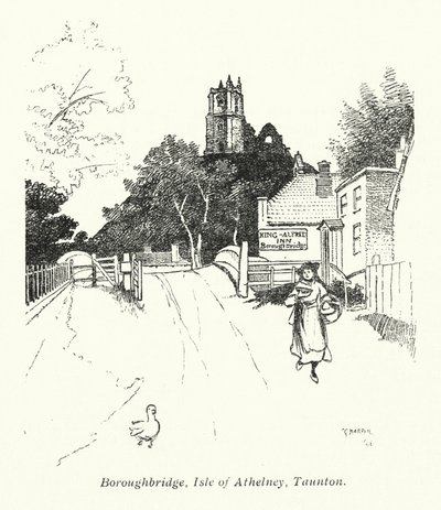 Boroughbridge, Isle of Athelney, Taunton (litografi) av Charles George Harper