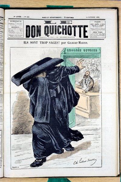 Omslag till ""Le Don Quixote"", nummer 121, satirisk i färg av Charles Gilbert Martin