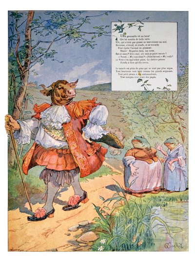 Grodan som ville bli lika stor som oxen, ca 1900 (gravyr) av Charles Gillot