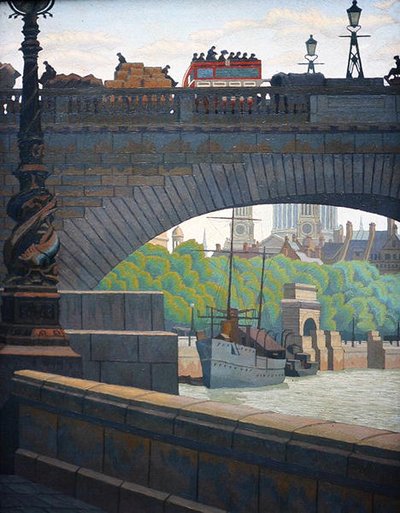 Old Waterloo Bridge (olja) av Charles Ginner