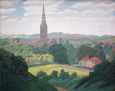 Salisbury Cathedral (olja) av Charles Ginner