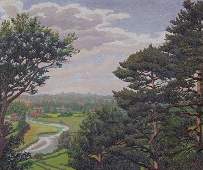 The River Avon, nära Salisbury (olja på duk) av Charles Ginner
