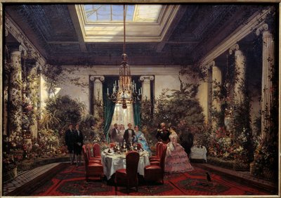 Frukost på prinsessan Mathilde Letizia Bonaparte (1820-1904), rue de Courcelles i Paris Målning av Sebastien Charles Giraud (1819-1892) 1854 Sön. 0,56x61 m. Compiegne, slottsmuseum av Charles Giraud
