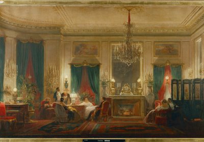 Prinsessan Mathildes, dotter till kung Jerome och drottning Katarina av Württemberg, salong på rue de Courcelle i Paris ... (olja på duk) av Charles Giraud