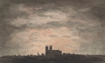 En stor kyrka (Westminster Abbey) vid solnedgången av Charles Gore