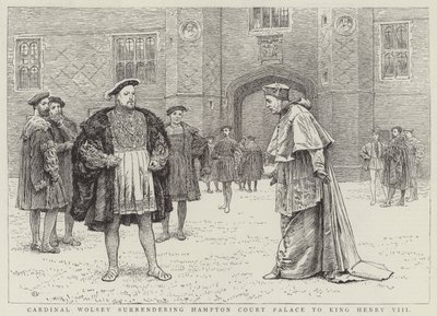 Kardinal Wolsey överlämnar Hampton Court Palace till kung Henrik VIII av Charles Green