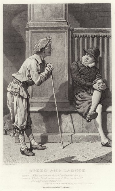 Speed and Launce, Two Gentlemen of Verona, Akt II, Scene V av Charles Green