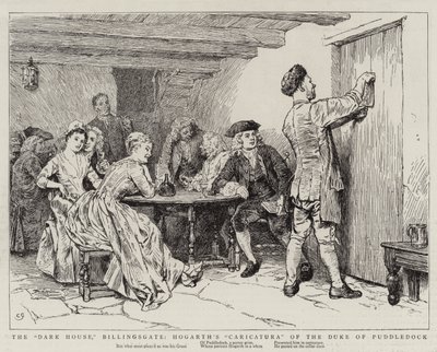The Dark House, Billingsgate, Hogarths karikatur av hertigen av Puddledock av Charles Green
