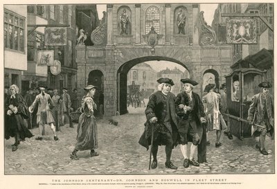 The Johnson Centenary: Dr Johnson och Boswell i Fleet Street (gravyr) av Charles Green