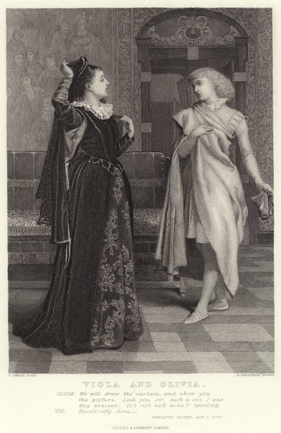 Viola och Olivia, Twelfth Night, Akt I, Sc V av Charles Green