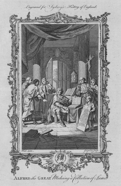 Alfred den store gör en samling lagar, 1773. av Charles Grignion