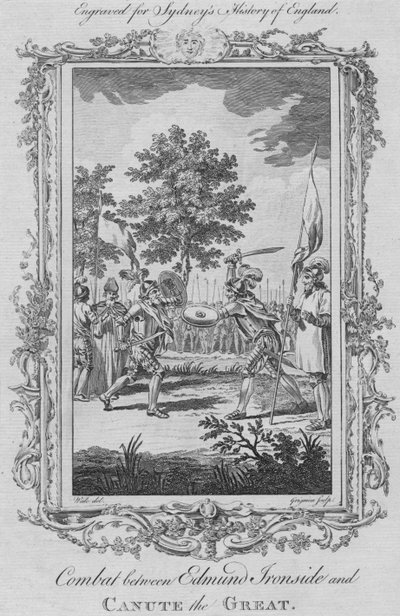 Strid mellan Edmund Ironside och Knud den store, 1773. av Charles Grignion