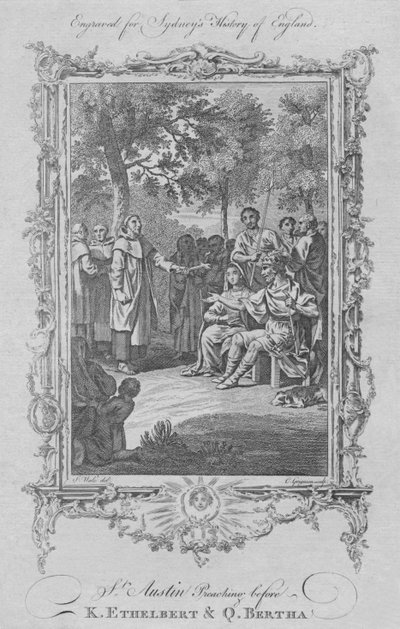 St. Augustine predikar inför kung Ethelbert och drottning Bertha, 1773. av Charles Grignion