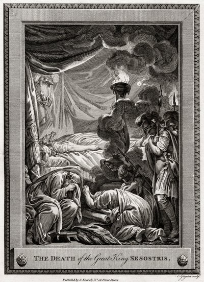 Den store kungen Sesostris död, det antika Egypten, 1775 av Charles Grignion