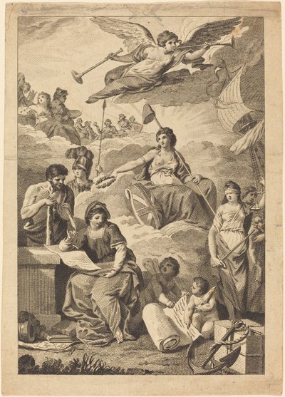 Britannia Crowning History av Charles Grignion, after Conrad Martin Metz