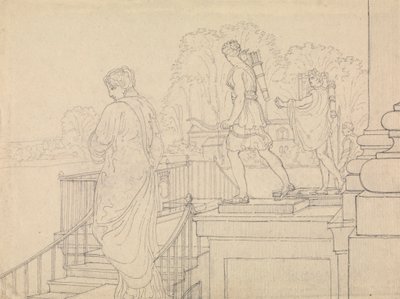 Veranda med staty, Easton Neston, Northants av Charles Hamilton Smith