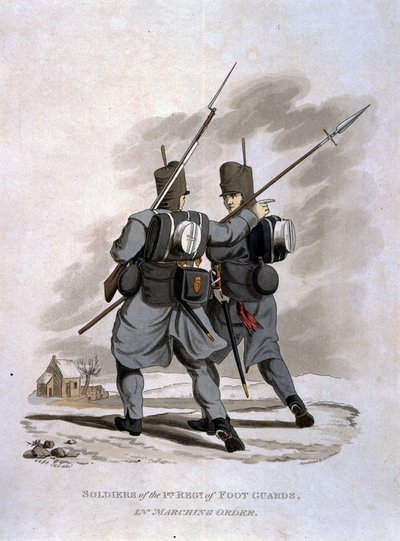 Soldiers of the 1st Regiment of Foot Guards in Marching Order, från 
