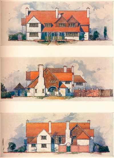 Hus i Garden City, Letchworth, c1906 av Charles Harrison Townsend