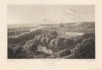 Rouen, från Mont Sainte Catherine av Charles Heath