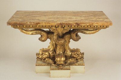 Konsolbord, tillskrivet Marsh & Tatham, ca 1805 (trä, förgylld paket och jaspis) av Charles Heathcote attr.to Tatham