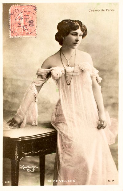 Gammalt vykort/M de Villers/Skådespelerska/Casino de Paris av Augustus Kollner