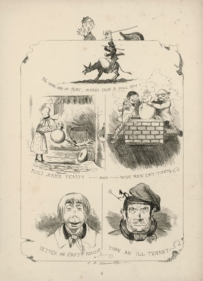 Sida från Ordspråksboken med bilder av Charles H Bennett av Charles Henry (after) Bennett
