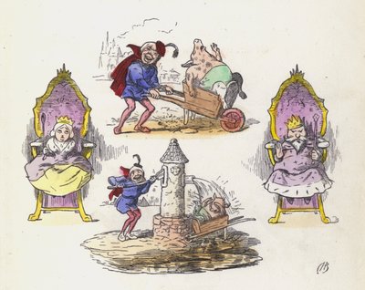 Den lilla Piggy-peruken (färgad gravyr) av Charles Henry (after) Bennett