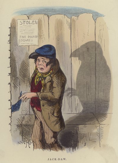 Jack-Daw (färgad gravyr) av Charles Henry Bennett
