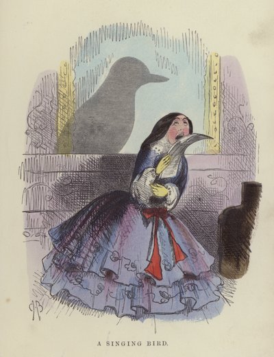 Singing Bird (färgad gravyr) av Charles Henry Bennett