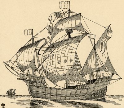 Ett skepp från Christopher Columbus tid, 1931 av Charles Henry Bourne Quennell