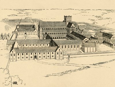 Exteriör av Benediktinerklostret, 1931 av Charles Henry Bourne Quennell