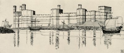 Exteriör av Caernarvon Castle, norra Wales, 1931 av Charles Henry Bourne Quennell