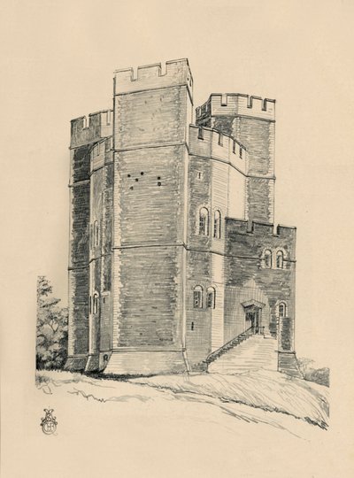 Exteriör av Orford Castle, Suffolk the Battlements restaurerade, 1931 av Charles Henry Bourne Quennell
