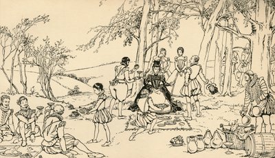 Församlingen före jakten, 1931 av Charles Henry Bourne Quennell