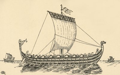 Normanskeppet baserat på Bayeuxtapeten, 1931 av Charles Henry Bourne Quennell