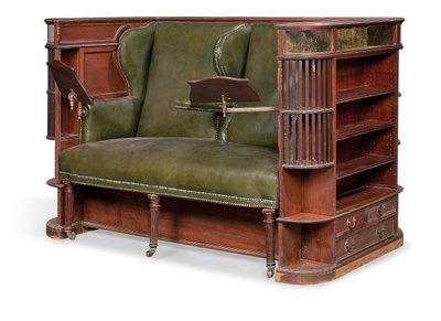 Edwardianskt "vagnssäte", tidigt 1900-tal (mahogny och läder) av Charles Hindley and Sons