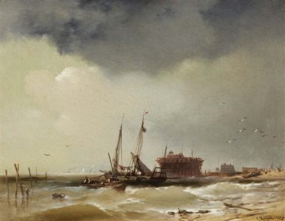 Fisher-båtar landar på en strand av Charles Hoguet