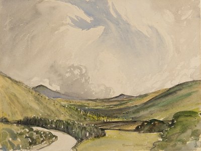 Stormy Morning, Graystoke, Cumbria (wc på papper) av Charles John Holmes