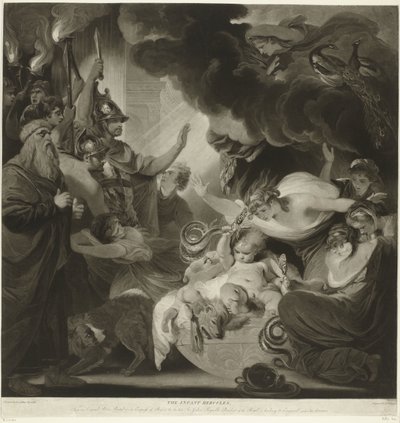 Hercules stryper de två ormarna i sin vagga av Charles Howard Hodges