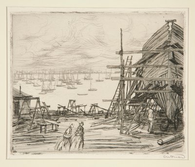Byggarbetsplats i Cancale av Charles Huard