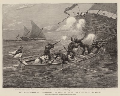 Svårigheterna att undertrycka slavhandeln på Afrikas västkust (gravyr) av Charles J. (after) Staniland