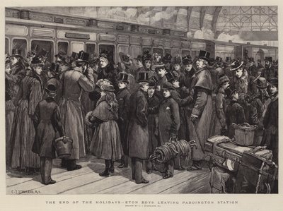 The End of the Holidays, Eton Boys lämnar Paddington Station av Charles J. Staniland