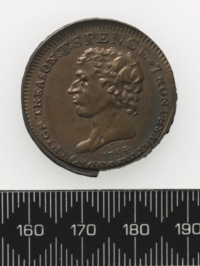Byst av Thomas Spence Token, framsida (koppar) av Charles James